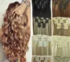 16"-32" synthetic Brazilian hair product Clips in/on Human Hair Extension 7pcs set Full Head FZP35