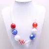 4 lipca USA Flaga Styl Kids Baby Chunky Strand Zroszony Naszyjnik Cute Bubblegum Naszyjnik Rope Chain Choker Naszyjnik