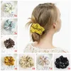 Duże satynowe screwnies Elastyczny bobbles Ponytail Holder Scrunchy Vintage Akcesoria dla kobiet