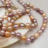 Wholesale 10-12mm Colorful Baroque Pearl Necklace Natural Freshwater Pearl Loose Pearl Strand Nucleated Pearls Necklace Strand