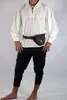Qnpqyx New Men 티셔츠 중세 르네상스 바이킹 해적 의상 최고 튜닉 튜더 레이싱 스탠드 붕대 검은 흰색 하이랜더 셔츠