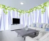 HD modern hand-painted green vine flower vine decoration panoramic background wall beautiful romantic wallpaper