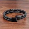 Men Beacelets Natural Volcano Stone Leather Magnetic-clasp Cowhide Braided Trendy Bracelet Armband Pulsera Hombre Drop229o