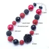 Collier épais en forme de fleur de Rose pour enfants, bijoux à la mode, couleur rouge + noir, perles Bubblegum, pour petites filles