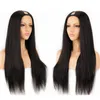 Silky Straight 2x4 '' Rozmiar otwierający U Część Wig Ludzkie Włosy Peruki Brazylijski Remy 130 150 180 Gęstość Średniej czapki Środkowy Partia z naturalnym Kolorem Pełny koniec