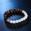 Oude zilveren Boeddha kop Nature Stone Bracelet Agaat Lava Stone kralen vrouwen heren armbanden en zandige mode -sieraden