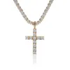 Shinning Diamond Stone Crucifix Cross Cross Naszyjnik Stal nierdzewna platyna platyna mężczyźni kobiety kochanek