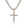 Shinning Diamond Stone Crucifix Cross Hangers ketting roestvrij staal platina vergulde mannen vrouwen minnaar cadeau sieraden kettingen