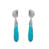 Wholesale- gorgeous retro earrings Baoman blue long crystal drop eggplant sparkling diamond earrings silver