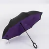 Parapluie inversé avec poignée en C, coupe-vent, pliable, double couche, à l'envers, ensoleillé, pluvieux, crochet en C, mains libres, pour voiture CC7335
