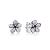 2019 NEW 100% 925 Sterling Silver pandora Earrings Flower type Hollow Ear Studs charm Beads Fit Original DIY Dangler Wholesale factory