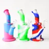 Bunte 8,5-Zoll-Silikon-Wasserpfeifen-Recycler-Bubbler-Rauchzubehör unzerbrechliche Silikonbongs mit Downstem und Glasschale