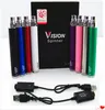 MOQ 4 PCS 510 Vape Pen Vision Spinner Baterias + Carregador USB 650 900 1100 1300 MAH Cigarros Eletrônicos Cigarros Ego Torção 3.3V-4.8V Variável Tensão E Cigs