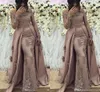 Dubai Kant Arabische Zeemeermin Avondjurken Sheer Lange Mouwen Tule Applique Kralen Formele Prom Partij Jassen Celebrity Dresse Custom Made