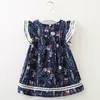 Baby girls floral Flying-sleeve Dresses kids cotton flower skirts children summer boutiques clothing very good quality