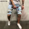 RepPunk 2020 novo moda masculina casual shorts jeans bolso esportivo slim fit calças calções homens frescos verão venda quente curto