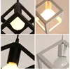 Pendant Lamps Indoor Lighting Square Iron Chandelier Light Vintage Lamp E27 Bulb