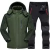 Ski Suit Men Waterproof Thermal Snowboard Fleece Jacket Pants Male Mountain skiing and snowboarding Winter Snow Clothes Set C181121028302