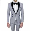 Populär One Button Groomsmen Shawl Lapel (Jacket + Byxor + Tie) Brudgum Tuxedos Groomsmen Bästa Man Suit Mens Bröllopskläder Brudgum A194