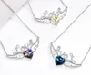 Fashion-European and American wind purple light angel wing necklace using swarovski crystal necklace