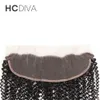 HCDIVA 3 Bundles Hair With 13x4 Lace Frontal Natural Black Mongolian Kinky Curly Virgin Hair Unprocessed Human Hair Bundle with Frontal