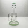 8.5 tum höjd glas rökrör vattenpipa grönt botten färgglas bong clear perc unik dab rigg global leverans