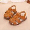 Baby Sandals Infant Boys Soft Bottom First Walker Summer PU Leather Baotou Beach Sandals Toddler Fashion Anti-Slip Shoes Footwear BYP613