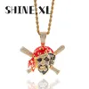Luxury Design Pirate Skull Necklace Pendant Gold Silver Plated Iced Out Zircon Mens Hip Hop Jewelry Gift6952579