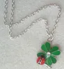 Vintage Green Lucky Clover Shamrock Clear Crystal Red Ladybird Pendant Halsband Charm Punk Gothic Smycken Wicca Pagan Necklace - 73