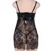 Sexy babydoll lingerie erótica mulheres black lace plus size traje sleepwear dress transparente oco-out chemise cueca c19010801