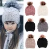 Cappelli per bambini per bambini Baby Mom Winter Warm Crochet Knit Beanie Fur Butterfly Ball Caps Boy Girl Cap