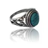 Bague turquoise vintage en pierres précieuses naturelles pour hommes et femmes en acier inoxydable Designer Pop Jewelry