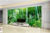 Douane 3D Wallpaper Delicate Peony Green Bamboo Forest HD Landschap Muurdocument Superieure Interieur Decorations Wallpaper