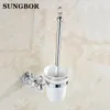 Luxury Golden European style Brass Crystal Toilet Brush Holder,Gold Plated Toilet brush Bathroom Products Bathroom Accessories Y200407