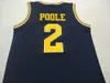 Maglia da uomo Michigan Wolverines Poole # 2 College Real ricamo Taglia S-6XL o maglia personalizzata con qualsiasi nome o numero