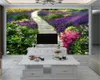 3d Modern Wallpaper Wooden Path with Colorful Flowers Custom Romantic Scenery Atmospheric Interior Decoration Wallpaper