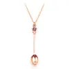 Charm Tiny Tea Spoon Shape Pendant Necklace With Crown For Women 3 Colors Creative Mini Long Link Jewelry Spoon Necklace WCW152