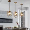 Nordic Single Headed 3 Headed Glass Pendant Lights Luxury Living Room Bedroom Bedside Bronze Gold Lamps Magic Bean Bar Dining Fixtures MYY