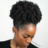 Afro Puff Curly Ponytail Chignon de cheveux humains avec deux peignes en plastique Court Mariage Faux Chignon pour les femmes Updo Clip en postiches en queue de cheval