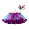 15 Colors Baby Girls Tutu Dress Candy Rainbow Color Mesh Kids skirts bow barrettes 2pcsset kids holidays Dance Dresses Tutus2526120