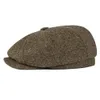 Botvela Wool Tweed Newsboy Cap Herringbone Men Men Lemany Gatsby Retro Hat Driverフラットキャップブラックブラウンイエローネイビーブルー0052026466291L