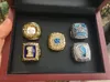 5PCS 1982 1993 2005 2009 2017 North Carolina Tar Heels Championship Ring with Wooden Display Box Men Fan Gift 2019 wholesale Drop Shipping