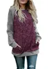 Women Long Sleeve Blouse Loose Fit Patchwork Tops T-Shirt Pullover round neck Casual home clothes hoodie AAA1765