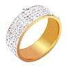 Ряд zircon теннисный кольцо титановая сталь 24k вакуумное покрытие пять рядов CZ алмазные пары кольцо для женщин мужские размеры 6-11 12 13