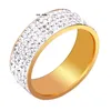 Rij Zirkoon Tennis Ring Titanium Staal 24 K Vacuüm Plating Vijf Rijen CZ Diamond Paar Band Ring voor Vrouwen Mannen Maat 6-11 12 13