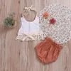 Baby Mädchen Outfits Sunflower Gedruckt Tops Punkte Shorts 2PCS Sets Quaste Kinder Kleidung Set Sommer Kinder Kleidung DHW2590
