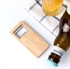 Apribottiglie in legno per birra in acciaio inossidabile con apribottiglie con manico in legno quadrato Accessori da cucina per bar Regalo per feste