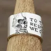 Geniş Kafatası Mens Rocker Punk Halka 8Y006 ABD 7.5 ~ 10 Ücretsiz Kargo On Toptan Gümüş Slogan