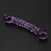 Novo Duplo Terminado Crystal Roxo Pyrex Vidro Dildo, Grânulo de Pênis Artificial e Espiral G Simulador Spot Sexo Adulto Brinquedos para Mulher Y191028