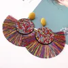 Bohemian Boncuklar Tassel Shanly ve Chandelier Küpeler Kadın Moda Yaratıcı Fan Damlası Spot Renkli Rhinestones 14 Renk Whole279n